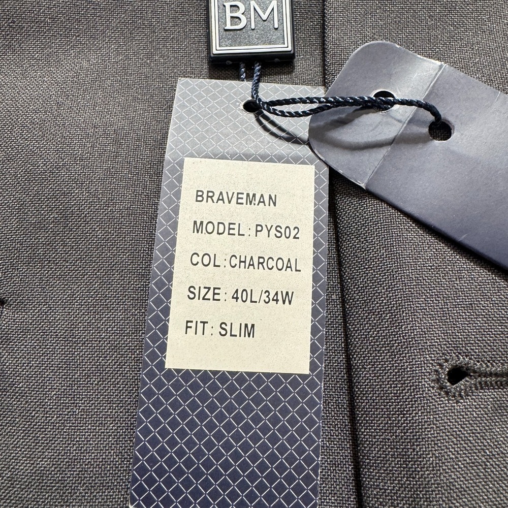 Braveman Sport Coat Mens 40 L Gray Blazer Jacket 2 Button Performance Modern - Picture 5 of 15